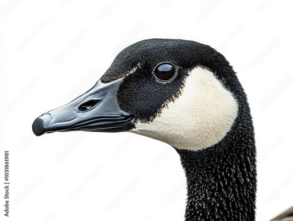 Canadian Goose Detail. Close-Up Cutout of Canadian Bird in Natural Wildlife Habitat Canadian Goose Detail. Close-Up Cutout of Canadian Bird in Natural Wildlife Habitat