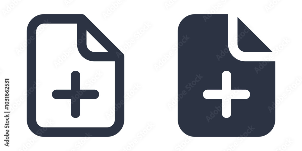 Fototapeta premium File with Plus simple icons set designed in filled, outline, line and stroke style