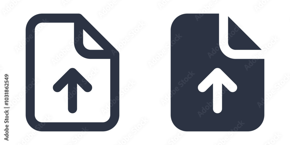 File with Upload Arrow simple icons set designed in filled, outline, line and stroke style File with Upload Arrow simple icons set designed in filled, outline, line and stroke style