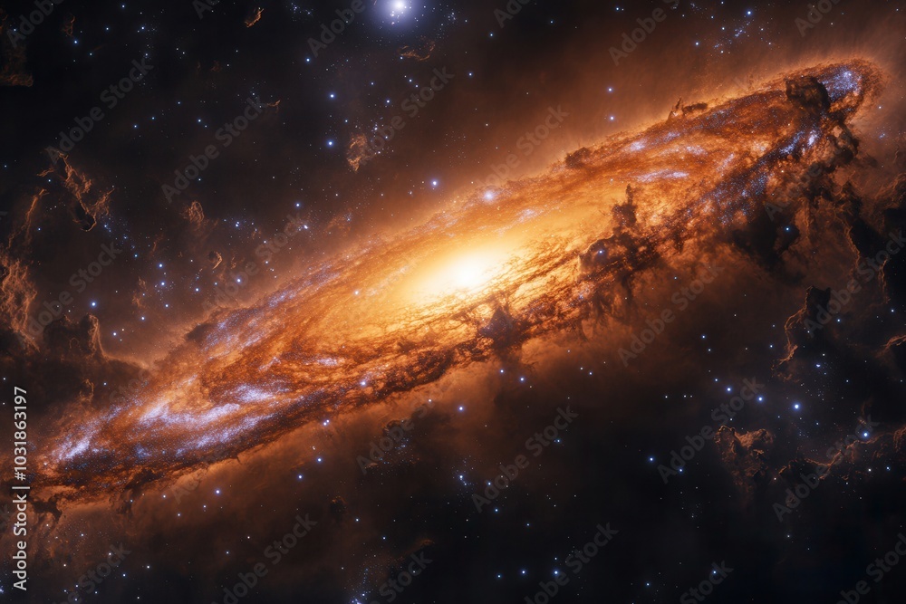 A breathtaking view of a glowing galaxy in deep space, showcasing swirling stars and cosmic wonders in vibrant colors.