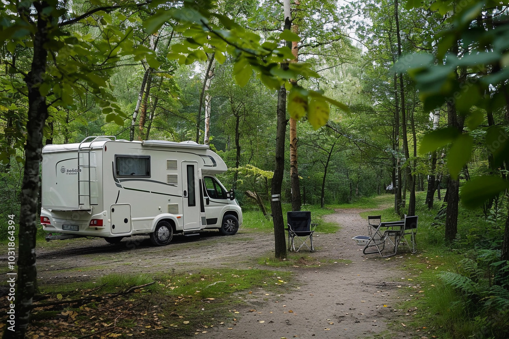 Holiday trip on large family motorhome for holiday in beautiful nature Holiday trip on large family motorhome for holiday in beautiful nature