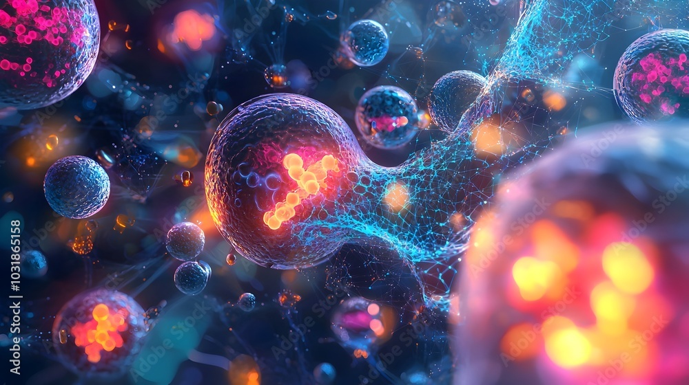 Nanobots Aiding Organ Vibrant Depiction of New Tissue Growth in Nanotechnology Medicine Concept Nanobots Aiding Organ Vibrant Depiction of New Tissue Growth in Nanotechnology Medicine Concept