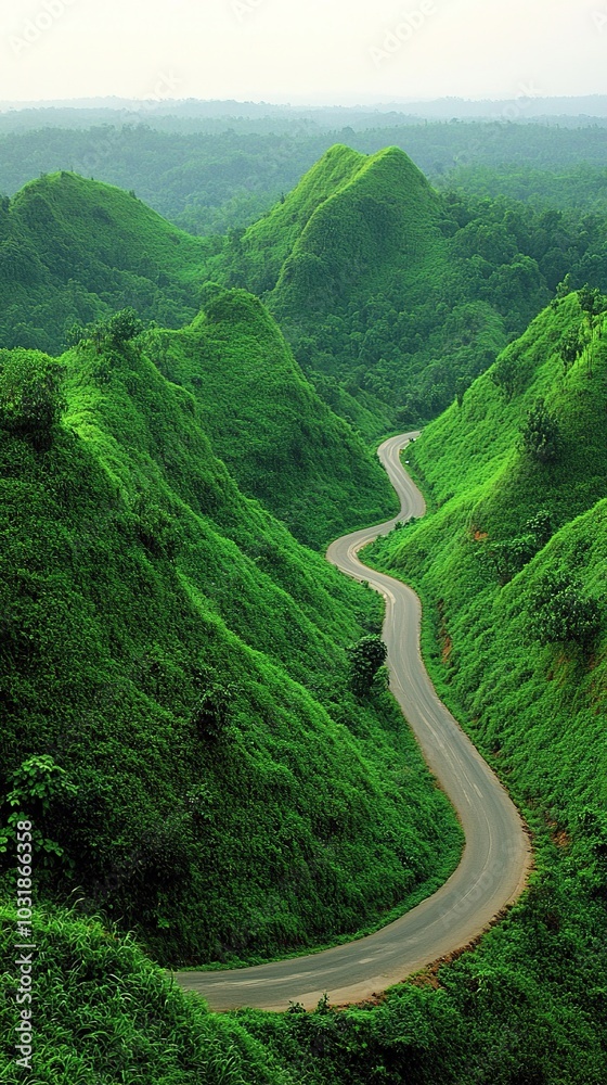 Creative Abstract Design Featuring a Winding Road Through Lush Green Mountains at Sunset, Capturing the Essence of Natural Landscapes, Ideal for Advertising and Marketing Purposes, Perfect for AI-Gen Creative Abstract Design Featuring a Winding Road Through Lush Green Mountains at Sunset, Capturing the Essence of Natural Landscapes, Ideal for Advertising and Marketing Purposes, Perfect for AI-Gen