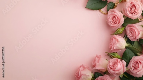 Wallpaper Mural Elegant Women's Day mockup featuring a blank card framed by a delicate gold chain, soft pink roses, and candles, creating a luxurious and empowering feel  Torontodigital.ca