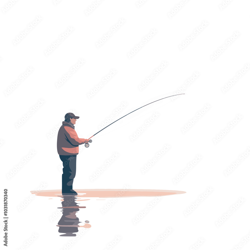 Obraz premium fishermen or anglers who fish at a pier in a river using a rod, reel and net
