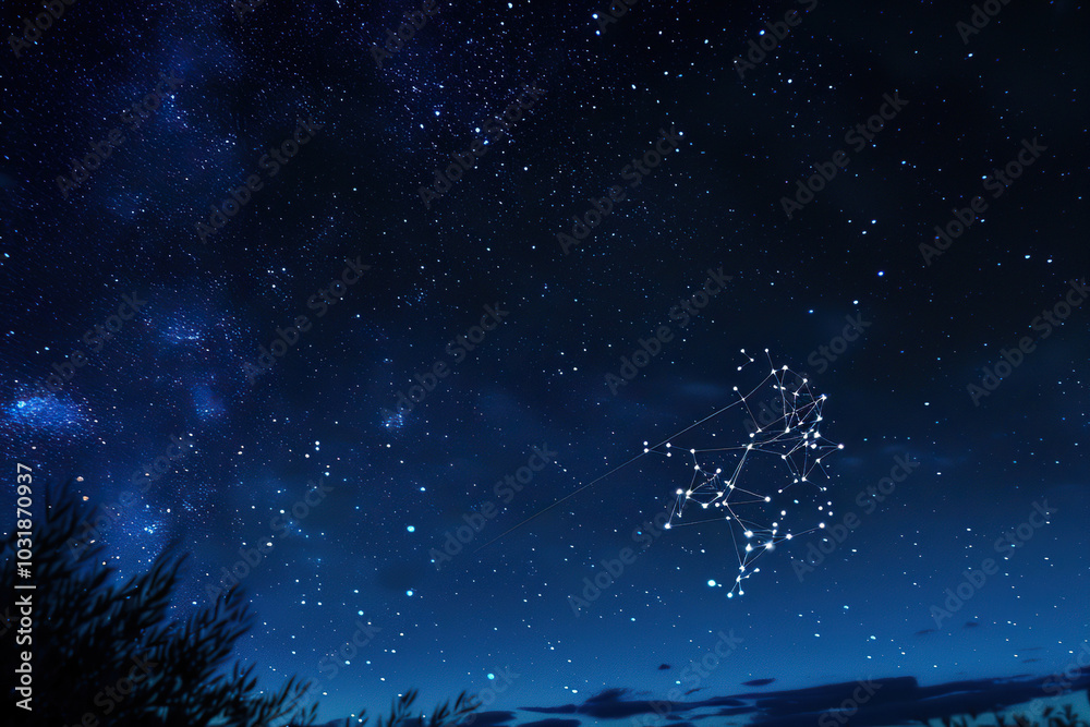 Astrological composition with empty starry sky for zodiac sign symbol