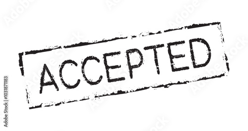 A rubber stamp with the word ACCEPTED. Used in offices or businesses to quickly and efficiently indicate that a document, request, or application has been reviewed and accepted.