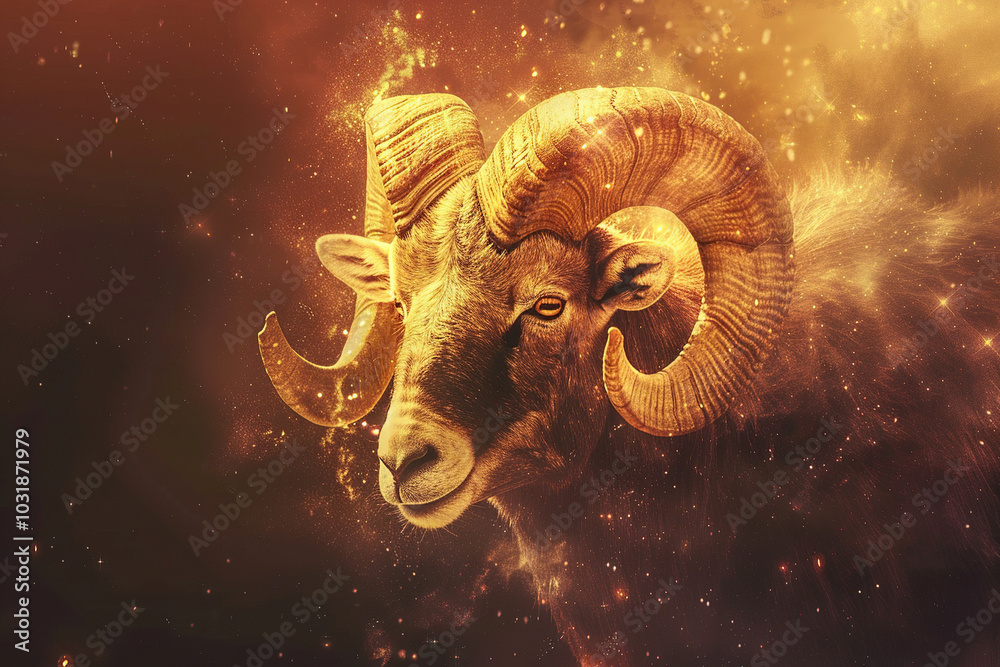 Astrological composition with concept of Aries zodiac sign symbol Astrological composition with concept of Aries zodiac sign symbol