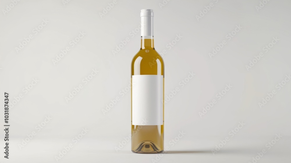 Graceful Elegance: Captivating Mock-up of White Wine Bottle on a Pure White Canvas Graceful Elegance: Captivating Mock-up of White Wine Bottle on a Pure White Canvas