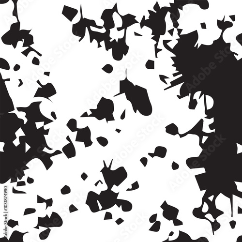 Print distress background in black and white texture with spots, scratches and lines. Abstract vector illustration.