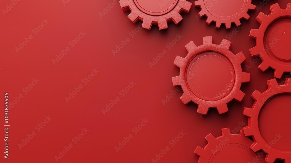 Red gears on a contrasting background, symbolizing mechanics and engineering. Red gears on a contrasting background, symbolizing mechanics and engineering.