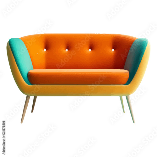 3D cartoon, a simple, cute, and adorable sofa in the style with a matte against on a white background