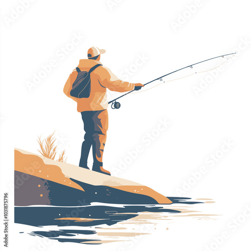 professional angler fishing vector illustration