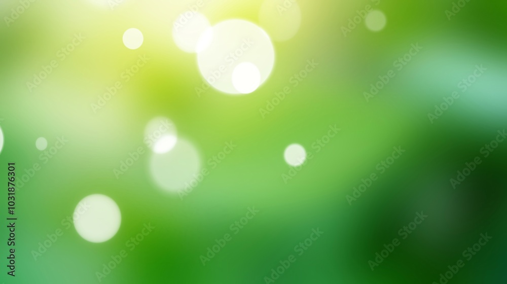 Obraz premium Green Vibrant Background With Soft Bokeh Lights Creating a Peaceful and Calming Atmosphere