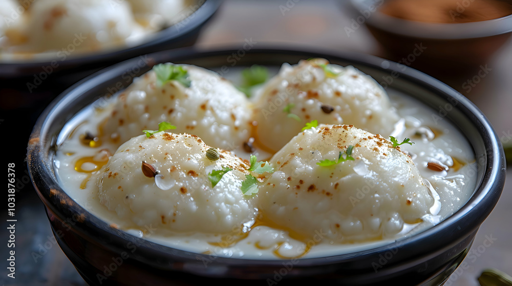 A close-up of ras malai with a dusting of cardamom A close-up of ras malai with a dusting of cardamom