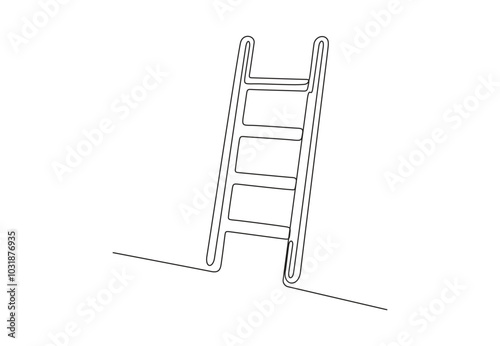 Ladder continuous one line drawing vector illustration. Pro vector