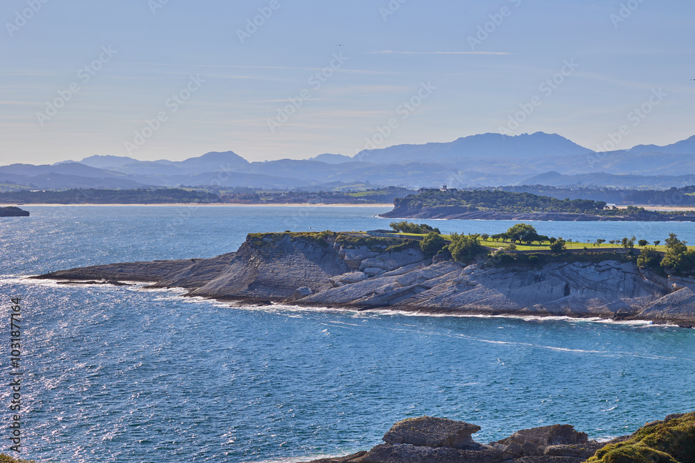 View of the cliff from the observation deck of the Cabo Mayor lighthouse in the city of Santander, Spain View of the cliff from the observation deck of the Cabo Mayor lighthouse in the city of Santander, Spain
