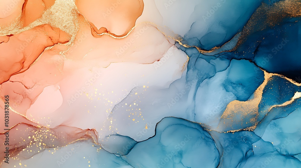 Abstract Fluid Art with Gold Glitter Abstract Fluid Art with Gold Glitter