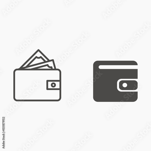 Money, wallet, purse, cash icon vector symbol isolated 