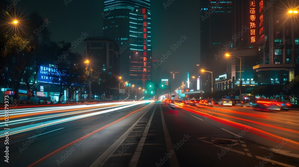 Abstract speed technology background with Hong Kong City night scenes Abstract speed technology background with Hong Kong City night scenes