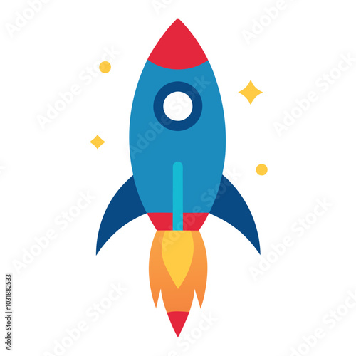 Rocket spaceship launch vector illustration.