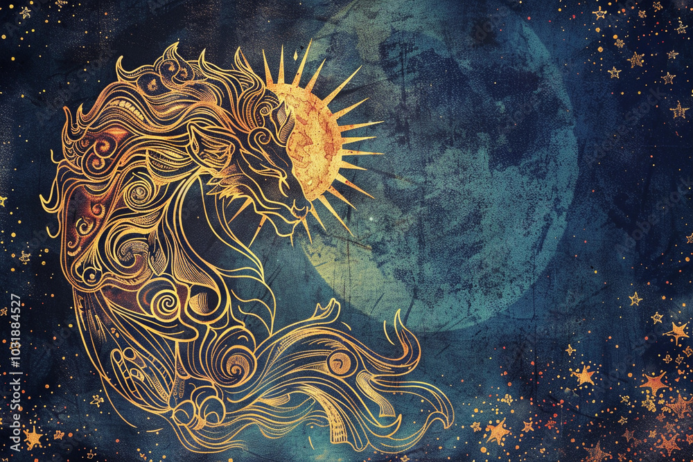 Astrological composition with empty starry sky for zodiac sign symbol Astrological composition with empty starry sky for zodiac sign symbol