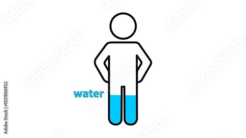 Optimal volume of fluid in the human body. Medical recommendations. 4k video illustration.