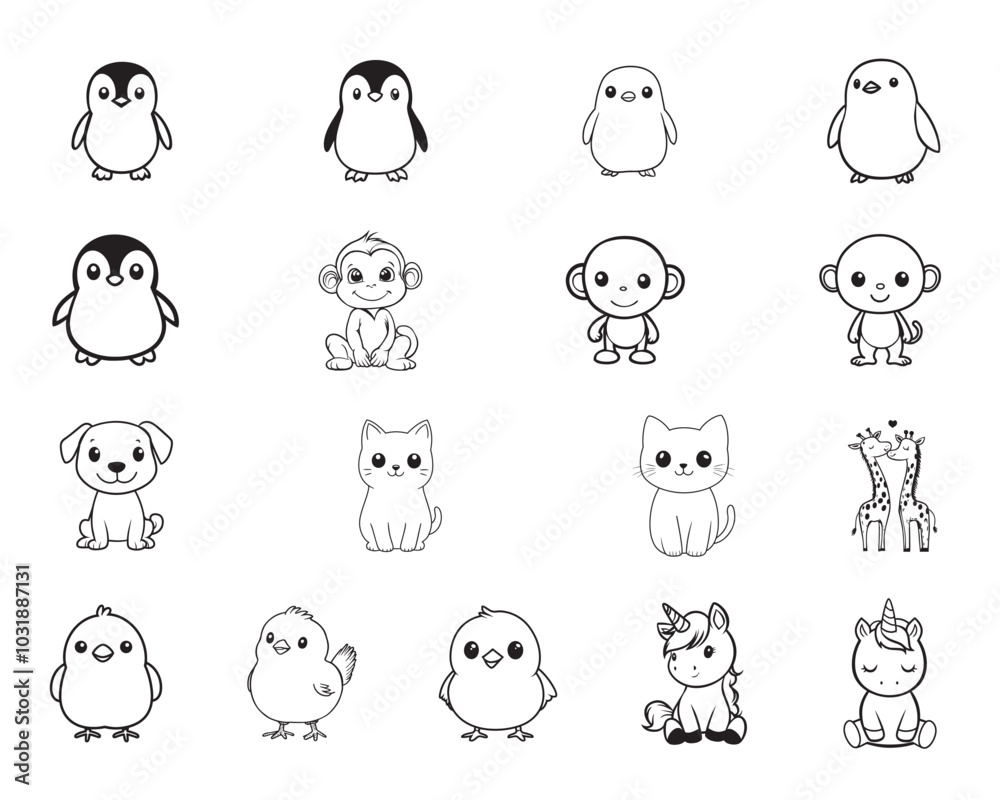Set of Safari Animals clipart Design - Animals vector illustration in black and white
Set of Safari Animals clipart Design - Animals vector illustration in black and white