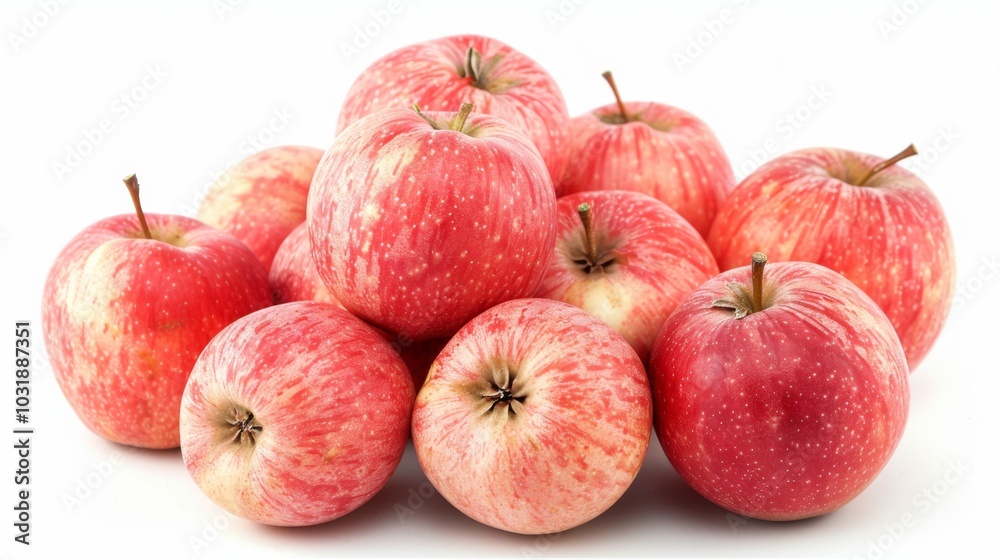 Fresh Red Apples Pile Isolated on White Background. Apples of the variety Grefenstein Fresh Red Apples Pile Isolated on White Background. Apples of the variety Grefenstein