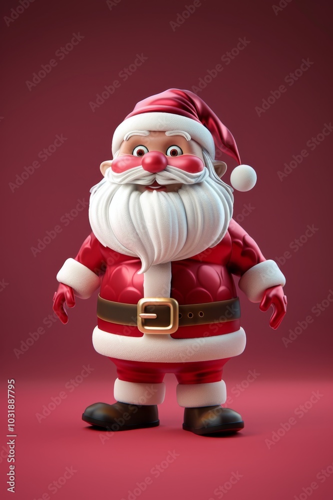 Festive Santa Claus Figurine on Red Background Festive Santa Claus Figurine on Red Background
