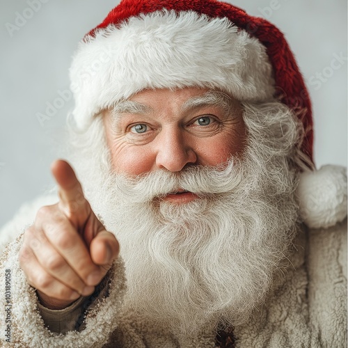 Isolated Santa Claus gesturing his hand over a white background.
