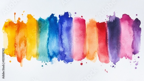 Vibrant Watercolor Paint Streaks on White Background