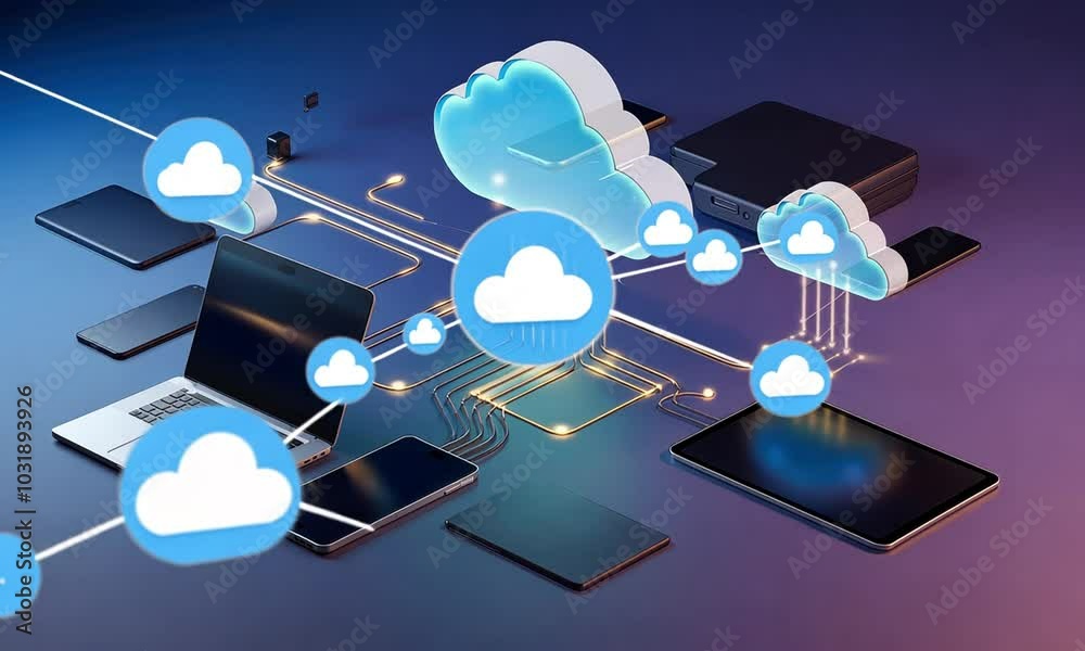 Futuristic cloud computing and digital transformation concept with ...