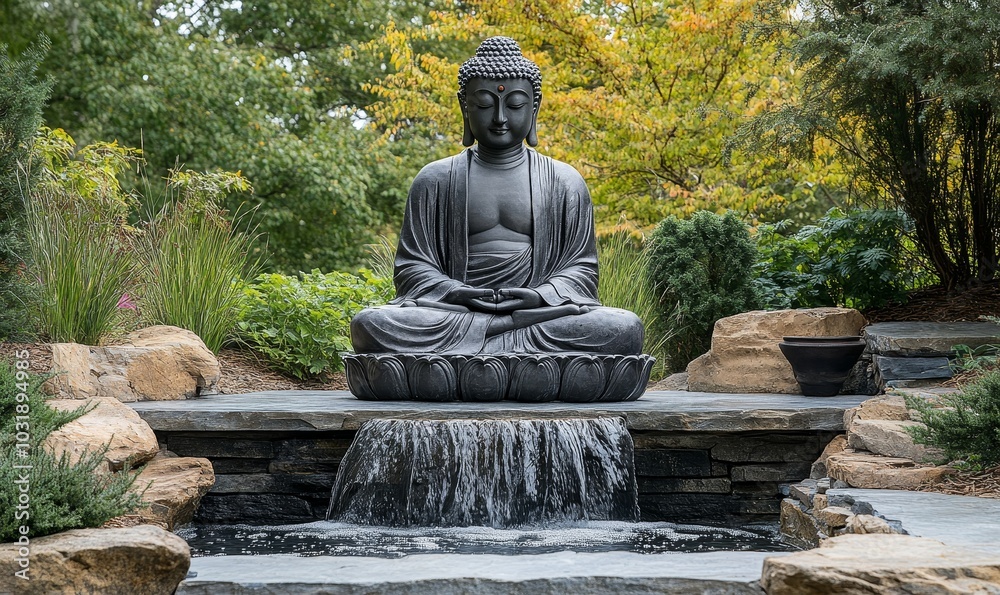 Buddha statue moments of spiritual reflection, tranquility, and the pursuit of enlightenment. The setting conveys a sense of serenity and inner peace, Generative AI Buddha statue moments of spiritual reflection, tranquility, and the pursuit of enlightenment. The setting conveys a sense of serenity and inner peace, Generative AI