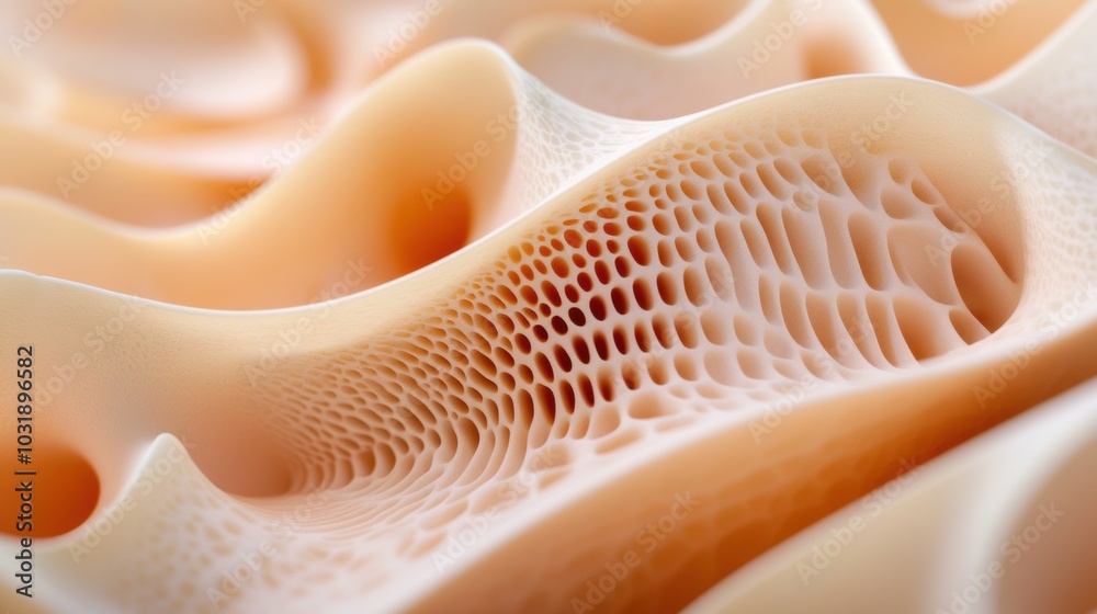 Abstract organic shapes create a mesmerizing pattern in soft, warm tones, AI