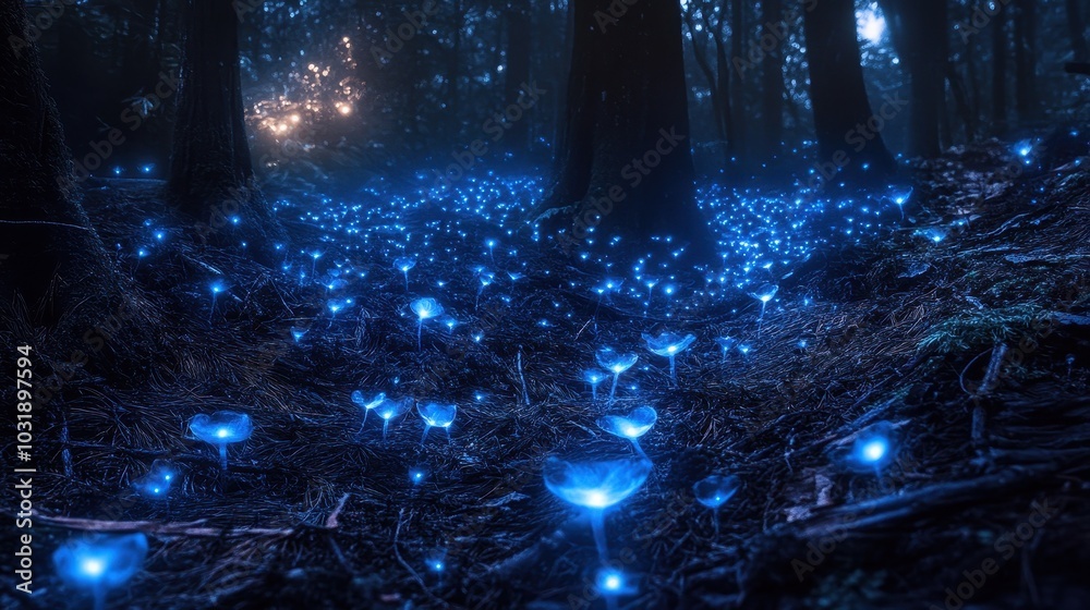 Mystical Bioluminescent Vines in Enchanted Forest Mystical Bioluminescent Vines in Enchanted Forest