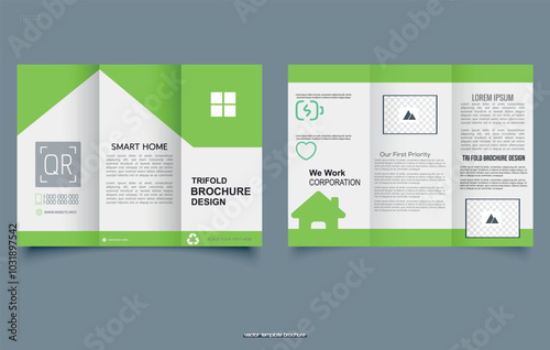 Trifold Brochure Green Energy. Ready Brochure Template. Vector illustration