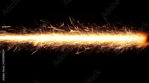 Fiery Spark Trail Across the Dark Background photo