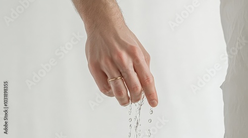 Water Droplets Dripping from a Finger.