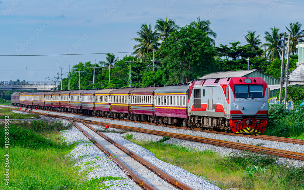 the Rapid Train num 171 at Ratchaburi, Thailand the Rapid Train num 171 at Ratchaburi, Thailand