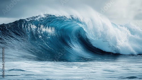 A powerful ocean wave crashing, showcasing the beauty and force of nature.