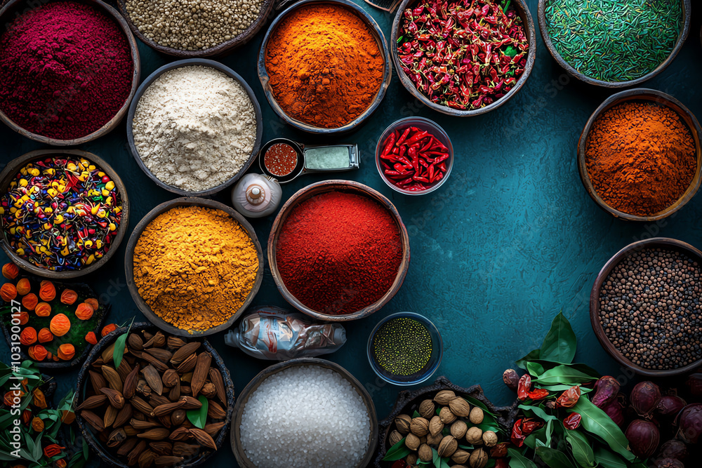 A top view of a traditional marketplace in Marrakesh, with colorful stalls selling spices, textiles, and handicrafts A top view of a traditional marketplace in Marrakesh, with colorful stalls selling spices, textiles, and handicrafts