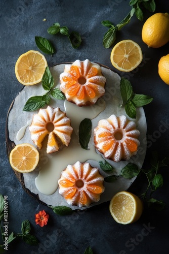 Gourmet Mini Bundt Cakes with White Glaze . Mini Citrus Bundt Cakes with Sweet Lemon Glaze