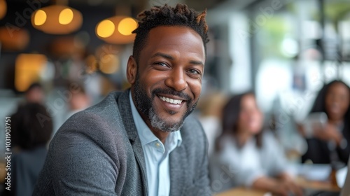 Smiling African American Businessman in a Modern Office Environment