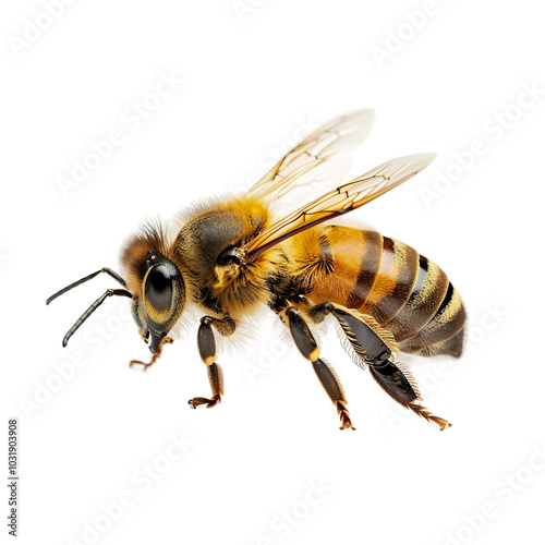 "Closeup Photography of a Bee in Stunning Detail, Isolated on a Transparent Background for a Crisp Insect Portrait"