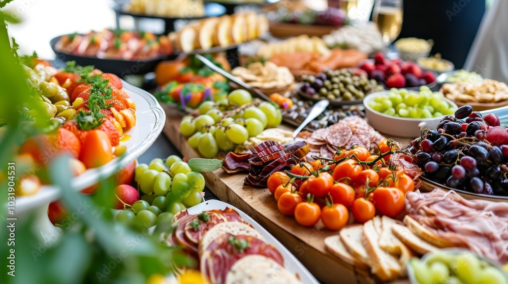Savoring the Spread: Captivating View of a Grazing Table at a Local Catered Event Savoring the Spread: Captivating View of a Grazing Table at a Local Catered Event