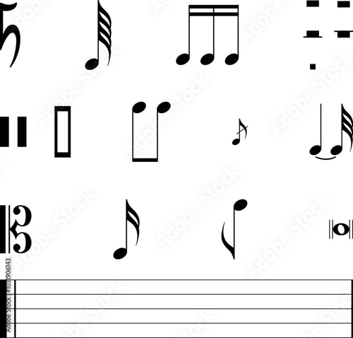 Music note icon set. vector illustration .
