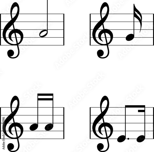 Music note icon set. vector illustration .