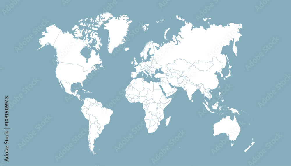 World map. Grey modern vector map. Silhouette map