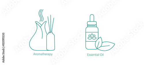 Aromatherapy and Essential Oil Vector Icons for Wellness and Relaxation